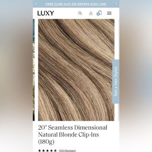 20” Seamless Clip In Extensions in Dimensional Natural Blonde from Luxy Hair